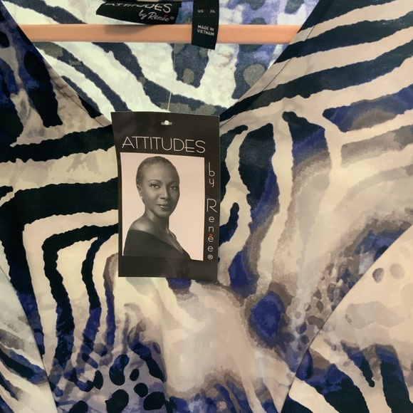 Attitudes by Renee Zebra Print Maxi Dress in Black, White, and Blue - Picture 2 of 4